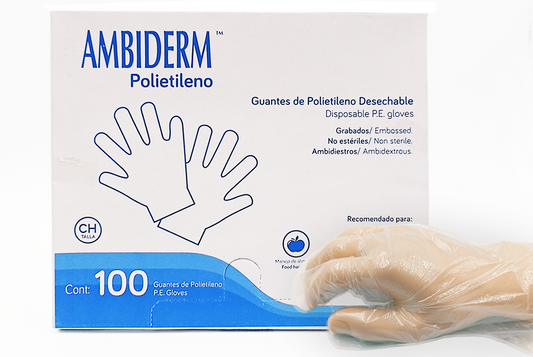 Ambiderm polyethylene glove box of 100 pieces