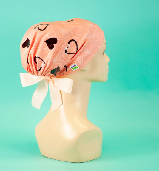 Gorro Dama Corazones Glitter Salmón