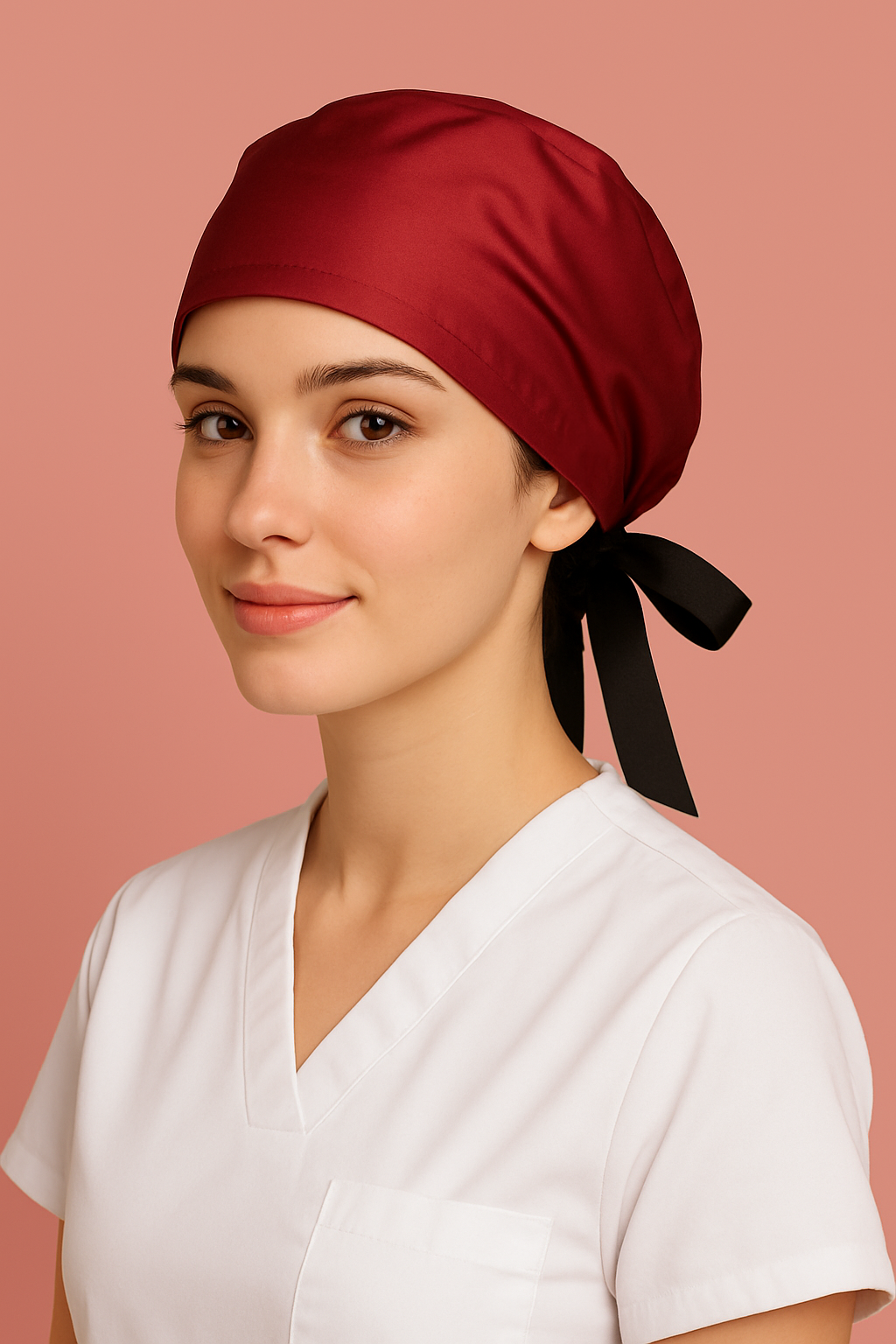 Gorro quirúrgico dama guinda satinado