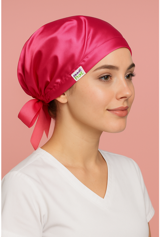 Gorro quirúrgico dama magenta satinado