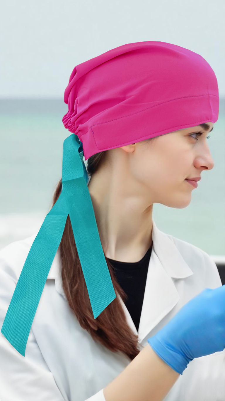 Gorro Quirúrgico Polly Dama Fucsia con Resorte-Listón y Microfibra