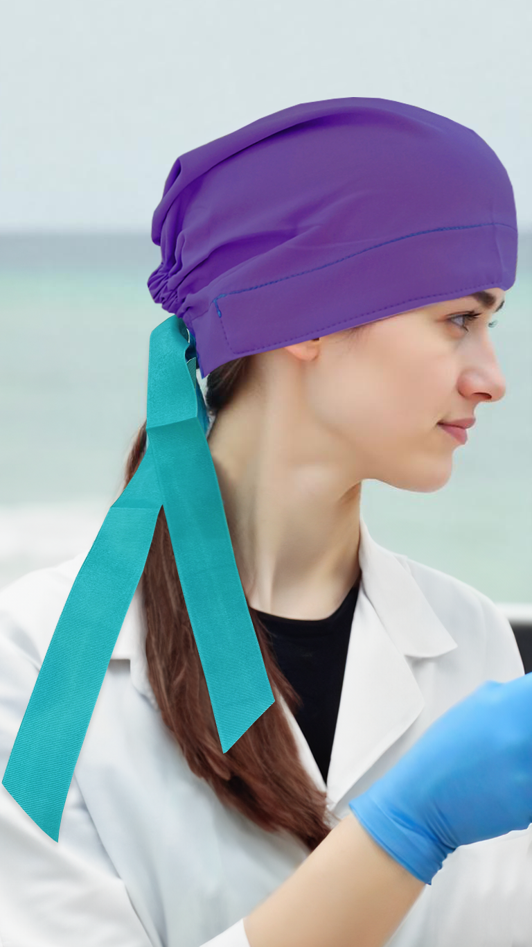 Gorro Quirúrgico Polly Dama Morado con Resorte-Listón y Microfibra