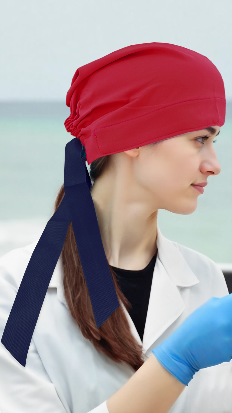 Gorro Quirúrgico Polly Dama Rojo con Resorte-Listón y Microfibra