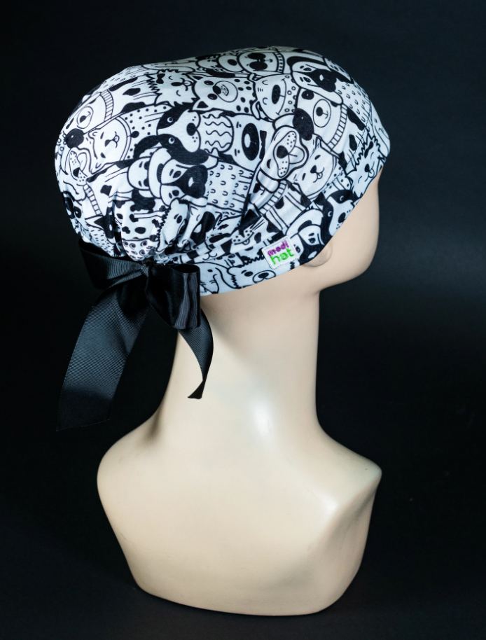 Gorro Dama Perros Blanco y Negro