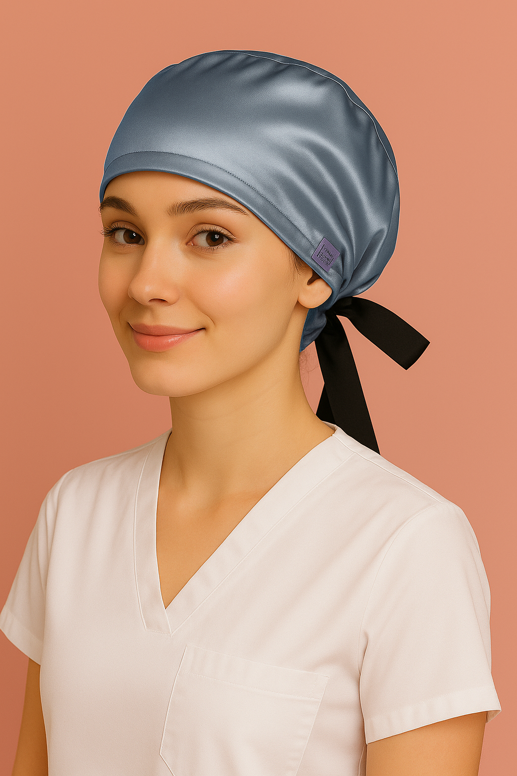 Gorro quirúrgico dama gris denim satinado