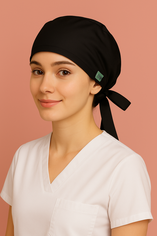 Gorro quirúrgico dama negro satinado