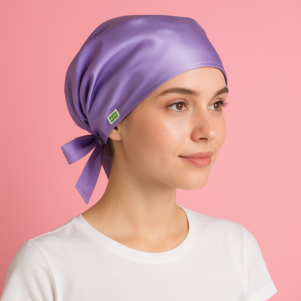 Gorro quirúrgico dama lila satinado