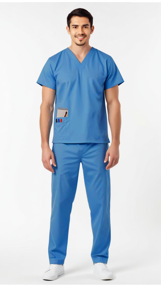 Uniforme Quirúrgico Kit Repelente Polly Caballero Cerúleo Sin Resorte