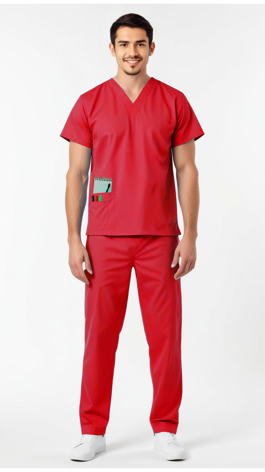 Uniforme Quirúrgico Kit Repelente Polly Caballero Rojo Sin Resorte