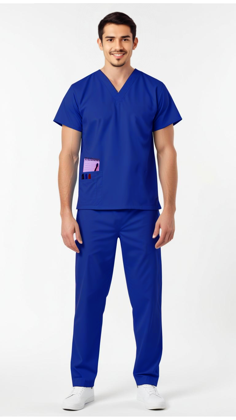 Uniforme Quirúrgico Kit Repelente Polly Caballero Azul Eléctrico Sin Resorte