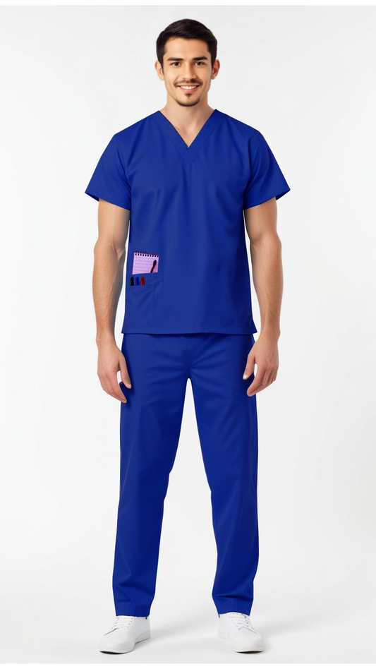 Uniforme Quirúrgico Kit Repelente Polly Caballero Azul Eléctrico Sin Resorte