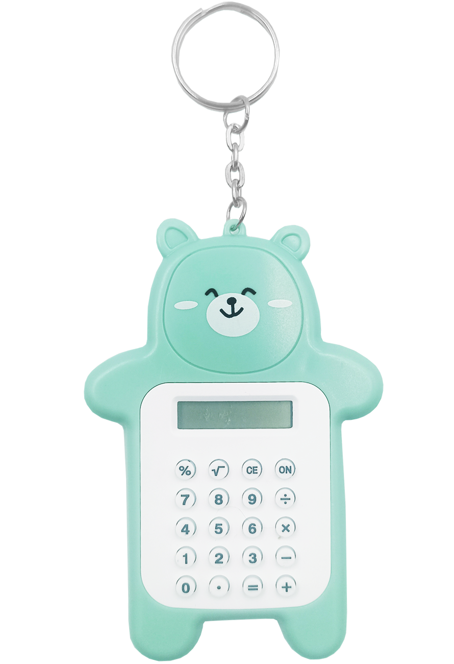 Mini calculadora llavero oso verde