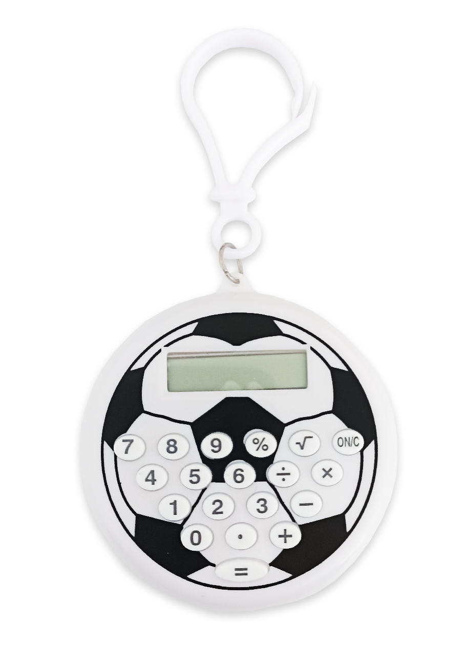 Mini calculadora llavero balón negro
