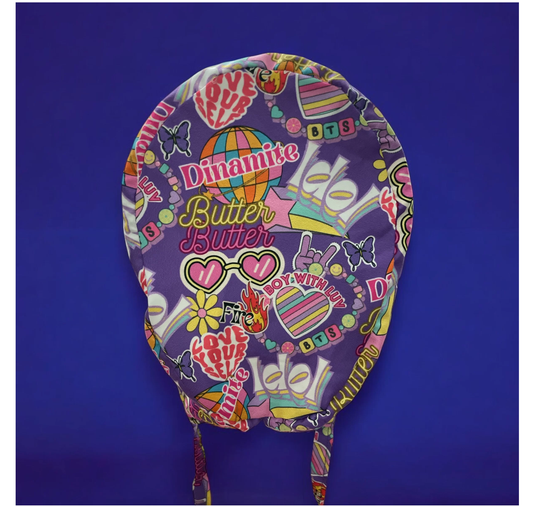 Gorro Quirúrgico Unisex BTS Sticker Ilustración