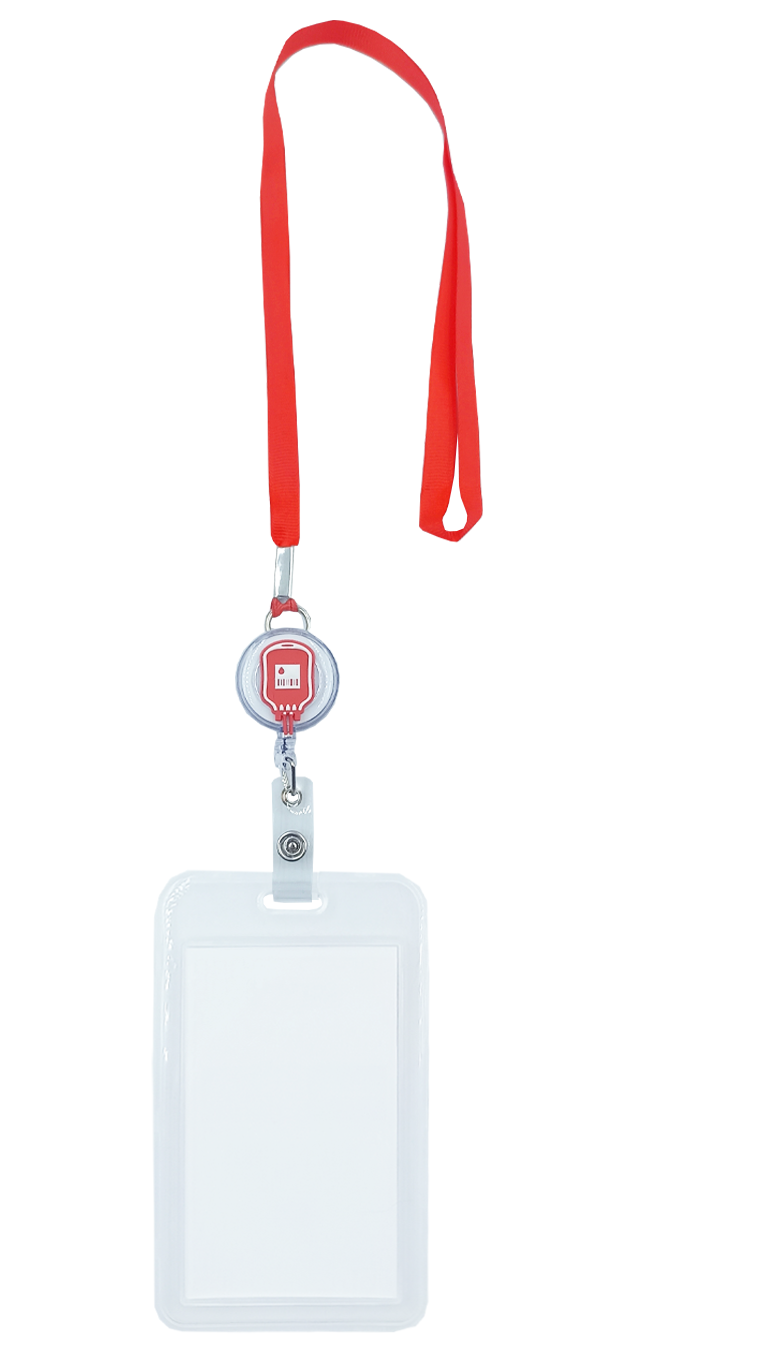 Porta credencial yoyo bolsa de sangre con mica transparente
