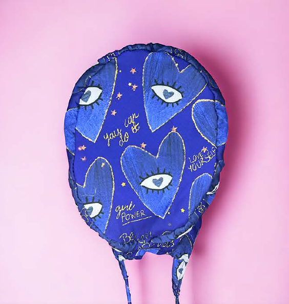 Gorro Unisex Corazones Azul Dorado