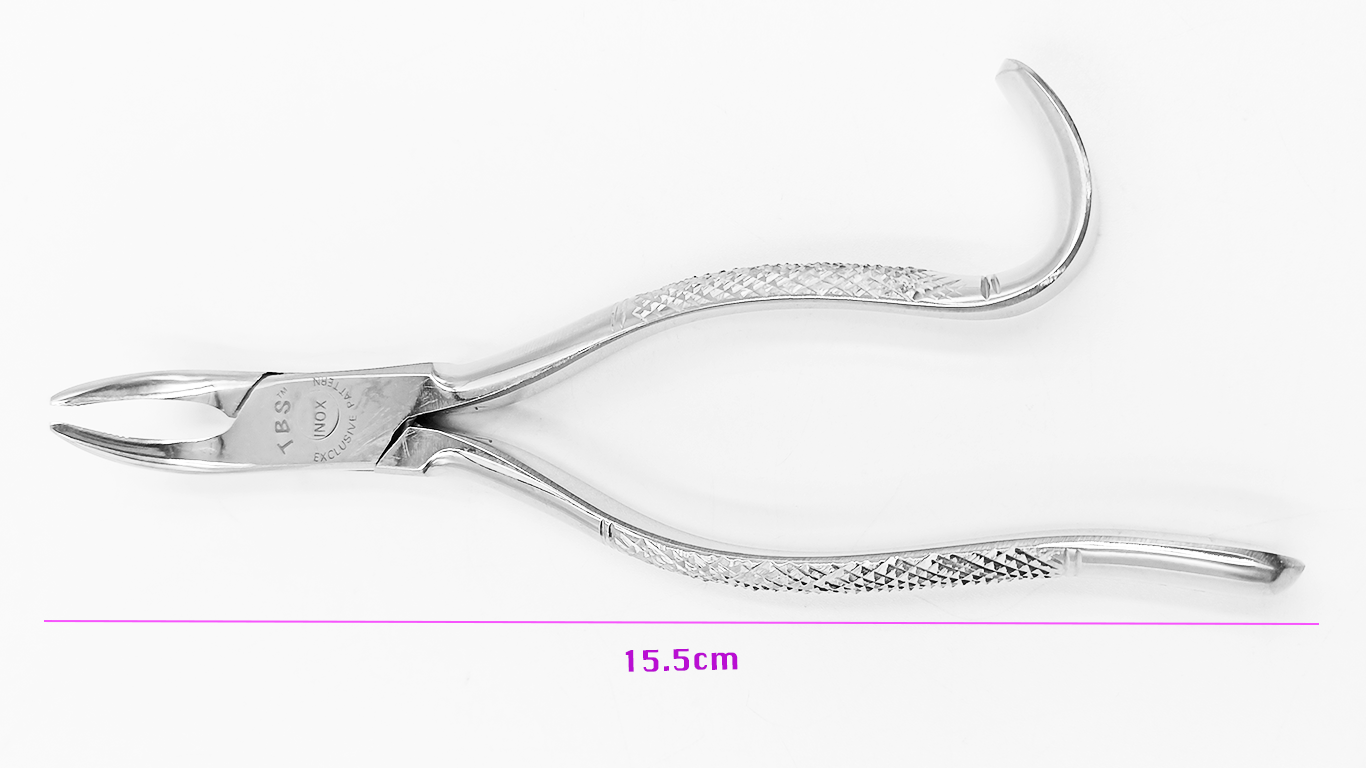 Extraction forceps 103 for premolars and lower roots.