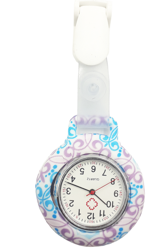 Reloj de Bolsillo para Enfermera: Flores