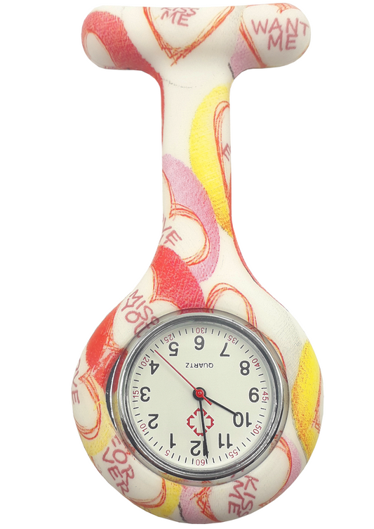 Reloj de Bolsillo para Enfermera: Corazones