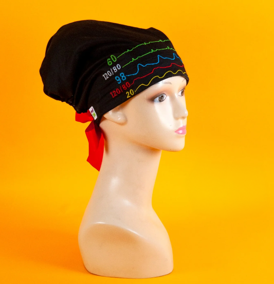 Gorro Dama Monitor EKG Bordado