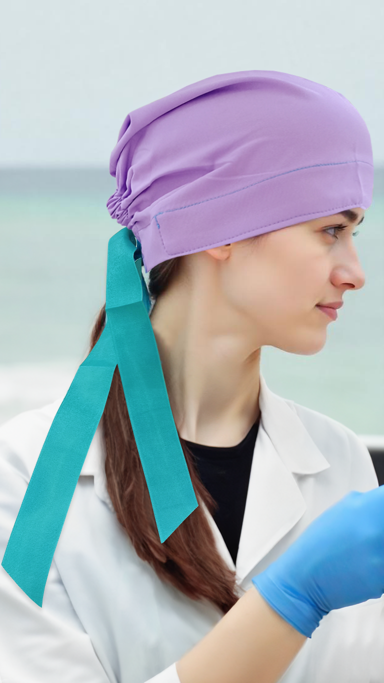 Gorro Quirúrgico Polly Dama Lila con Resorte-Listón y Microfibra