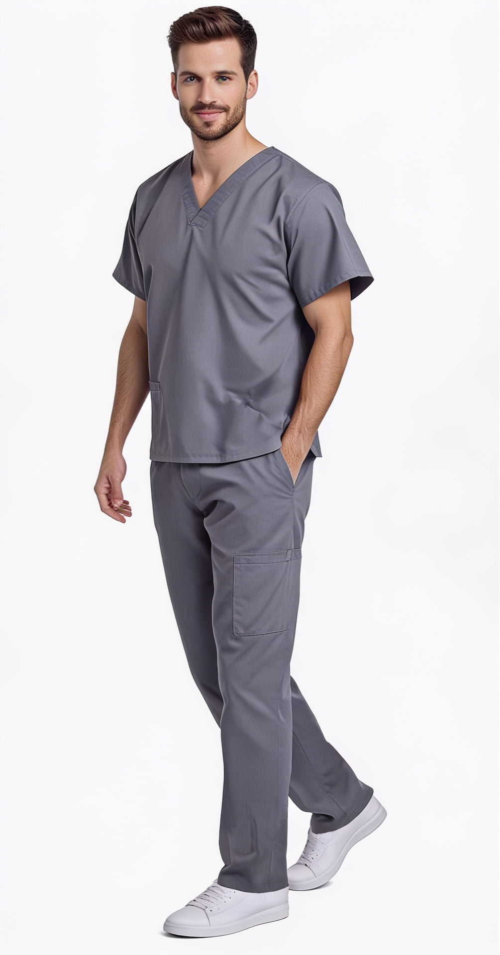 Uniforme Quirúrgico Kit Repelente Polly Caballero Gris Sin Resorte