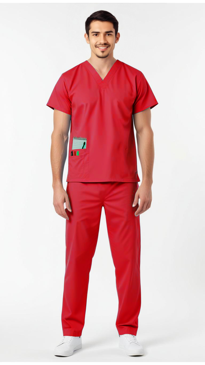 Uniforme Quirúrgico Kit Repelente Polly Caballero Rojo Sin Resorte
