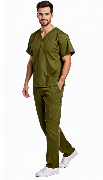 Uniforme Quirúrgico Kit Repelente Polly Caballero  Verde Militar Sin Resorte