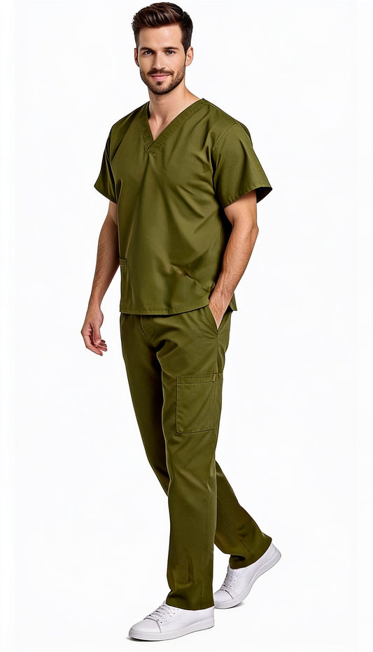 Uniforme Quirúrgico Kit Repelente Polly Caballero  Verde Militar Sin Resorte