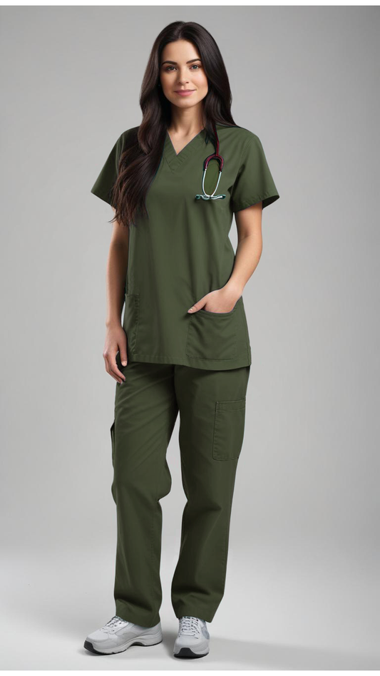 Uniforme Quirúrgico Kit Repelente Polly Dama Verde Militar Sin Resorte