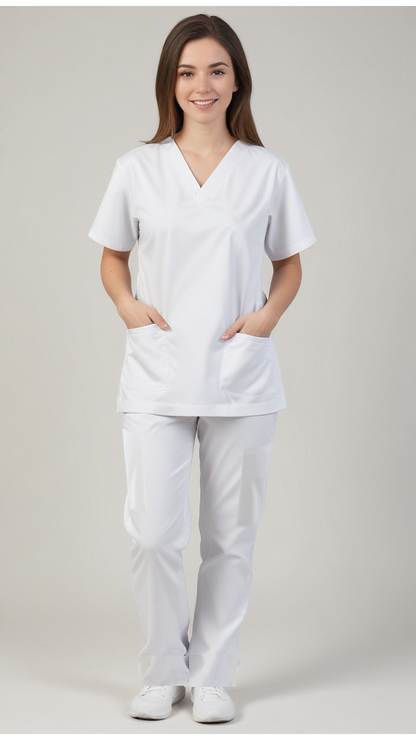 Uniforme Quirúrgico Kit Repelente Polly Dama Blanco Sin Resorte