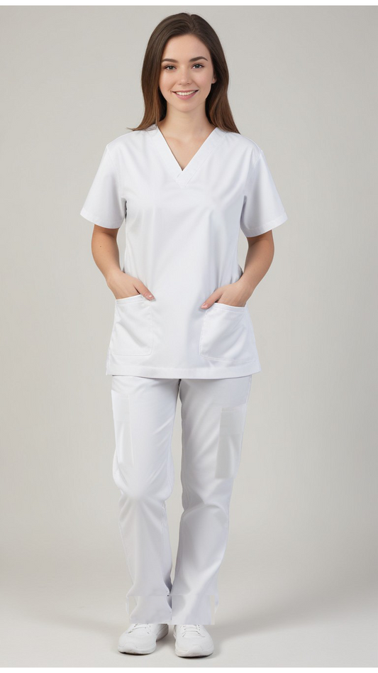 Uniforme Quirúrgico Kit Repelente Polly Dama Blanco Sin Resorte