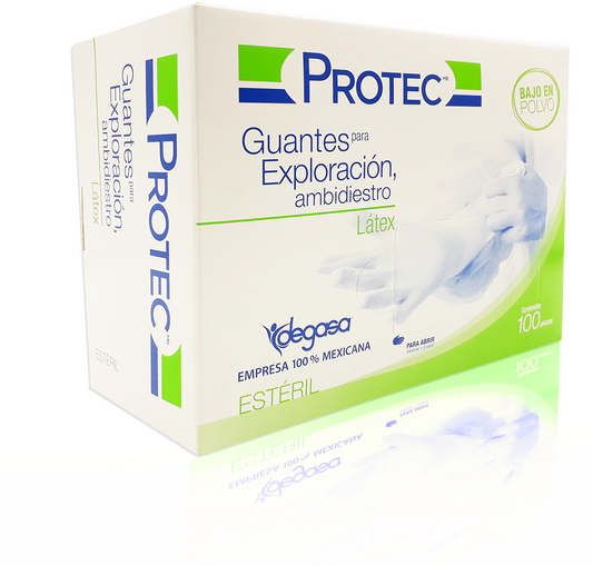 Guante para exploración, ambidiestro estéril Protec 100 piezas chicos