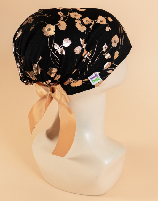 Gorro Dama Flores Doradas