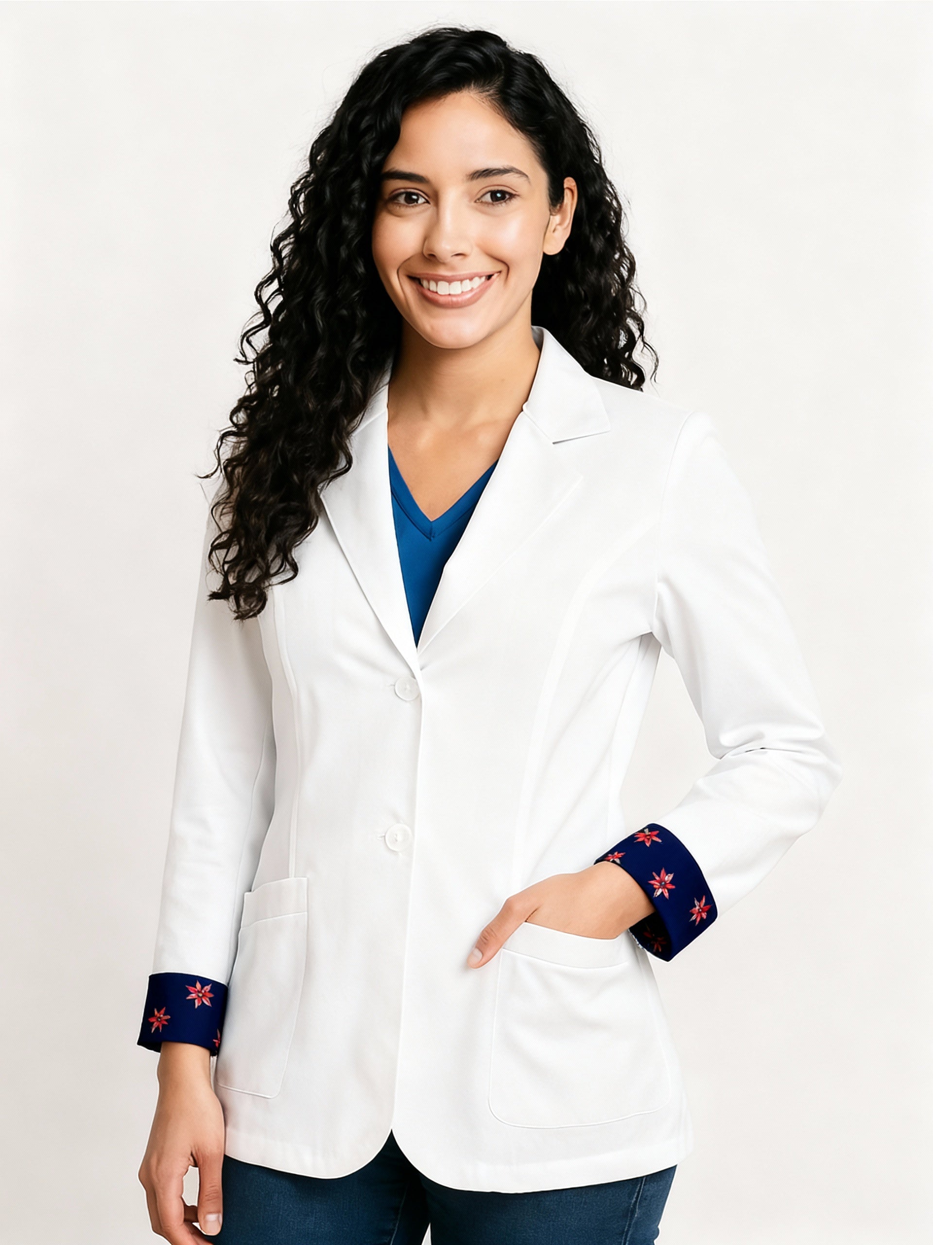 Saco dama blanco estampado navideño