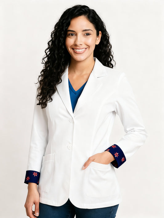 Saco dama blanco estampado navideño