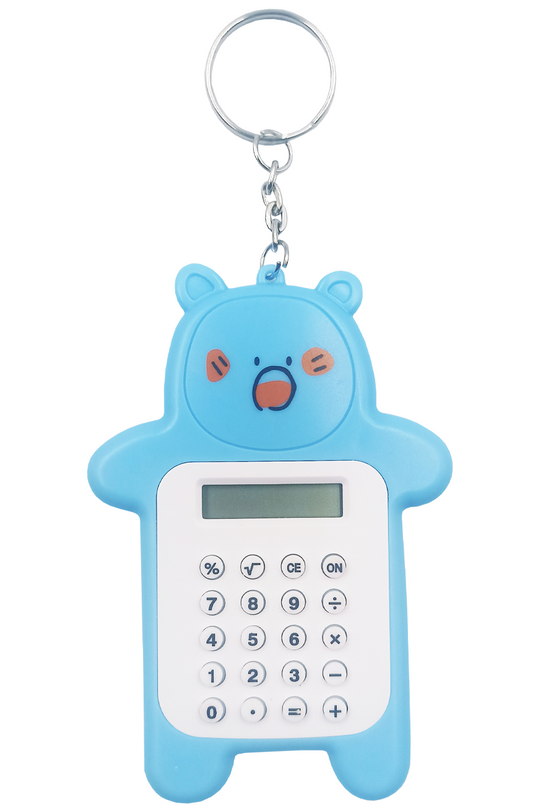 Mini calculadora llavero oso azul