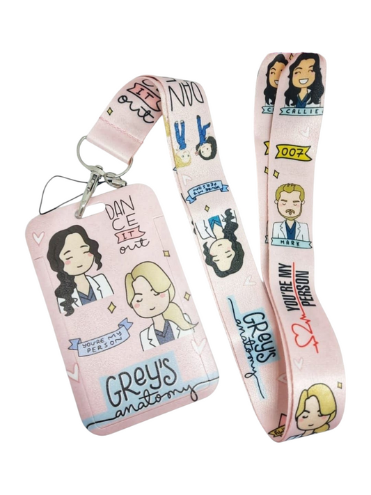 Porta credencial completo Greys Anatomy rosa