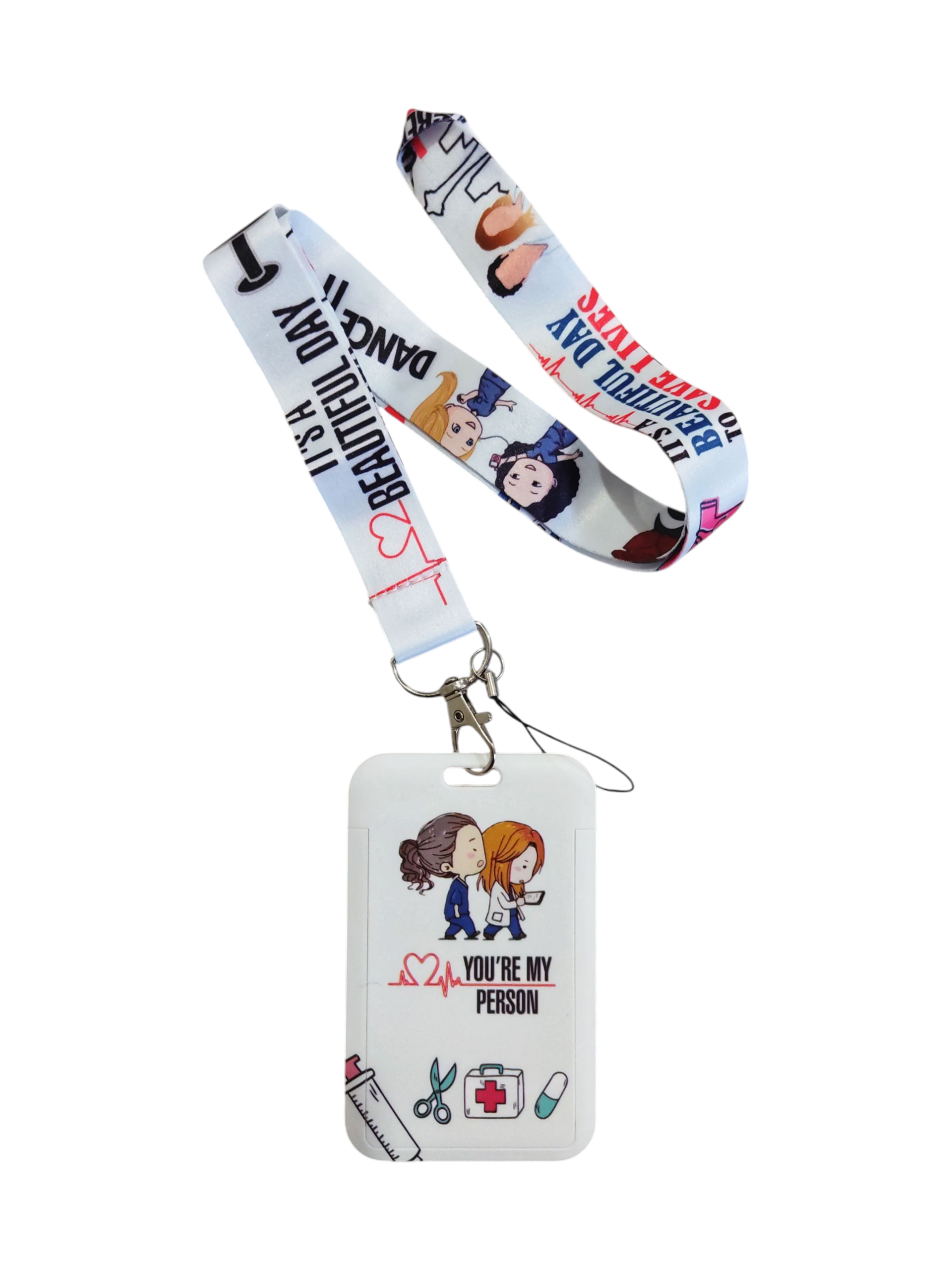 Porta credencial completo Greys Anatomy blanco