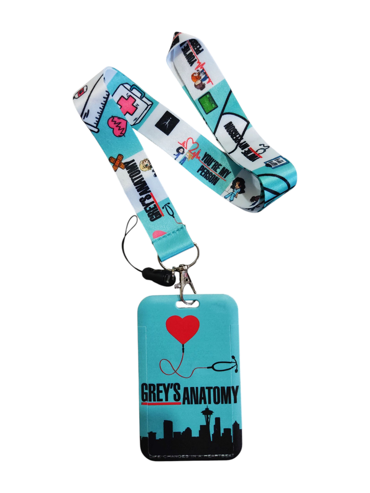 Porta credencial completo Greys Anatomy verde agua