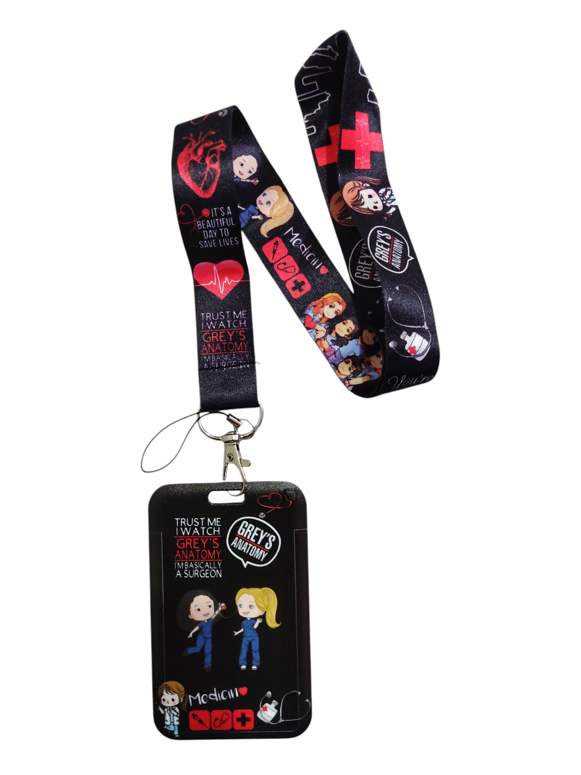 Porta credencial completo Greys Anatomy negro medicina