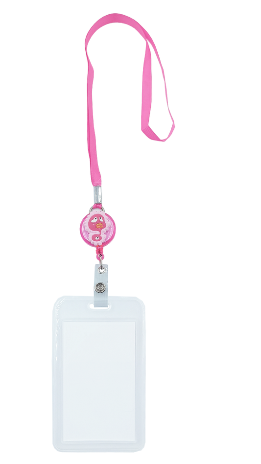 Porta credencial yoyo bacteria rosa con mica transparente