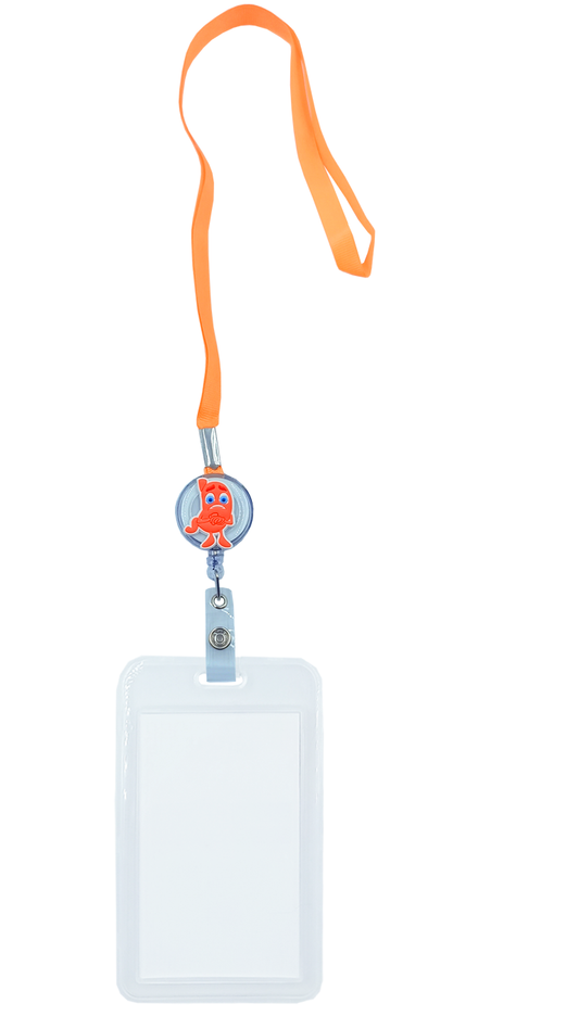 Porta credencial yoyo estómago con mica transparente