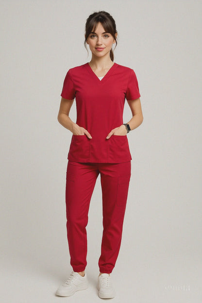 Uniforme Quirúrgico Kit Repelente Polly Dama Rojo
